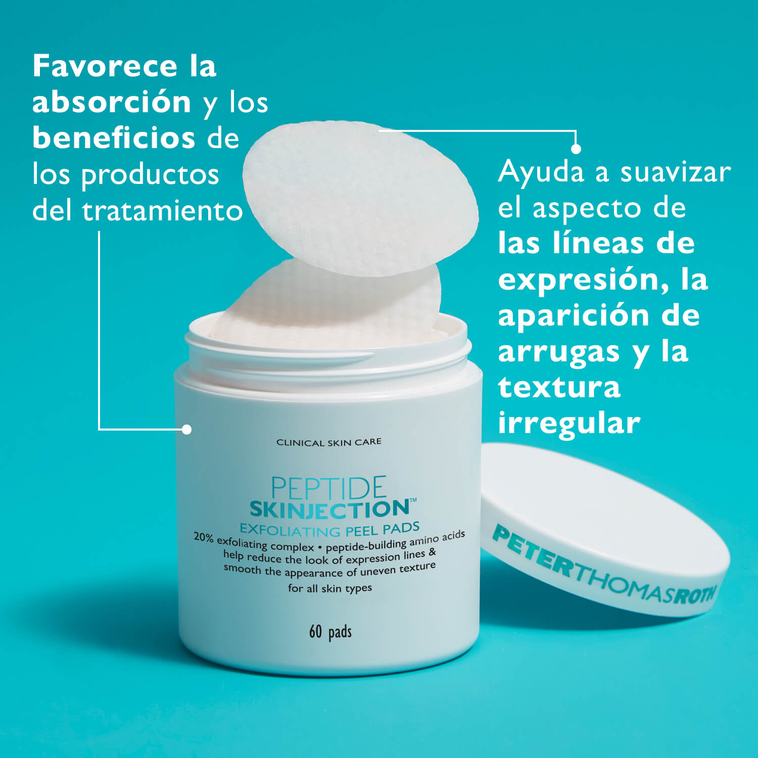 PEPTIDE SKINJECTION™ EXFOLIATING PEEL PADS (ALMOHADILLAS EXFOLIANTES)